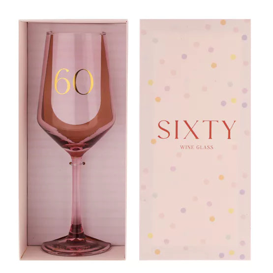 60th Confetti Wine Glass