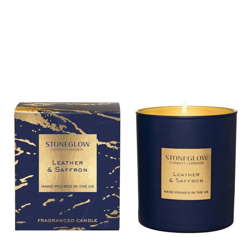 Stoneglow Luna Leather & Saffron Candle