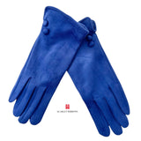 Bright Blue Gloves with Button Detail