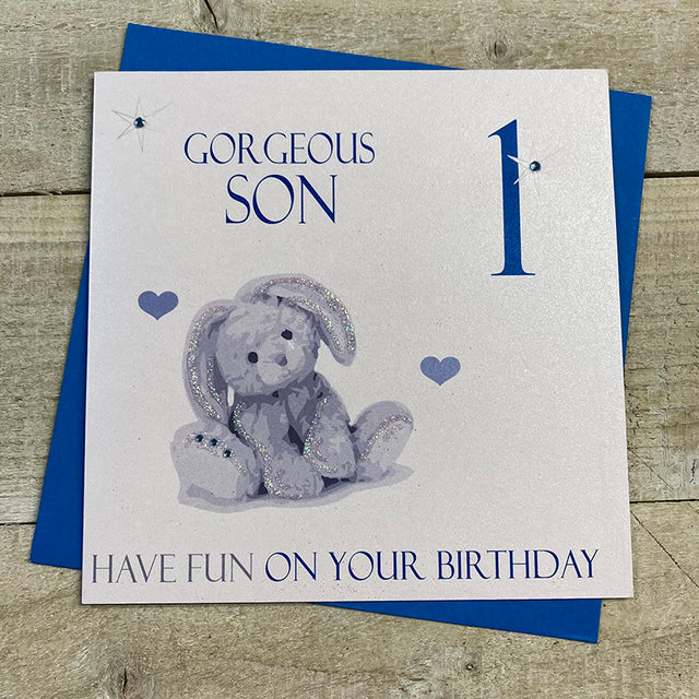1st Birthday Son Bunny Card