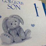1st Birthday Son Bunny Card