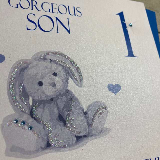 1st Birthday Son Bunny Card