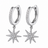 Crystal Star Earrings - Silver