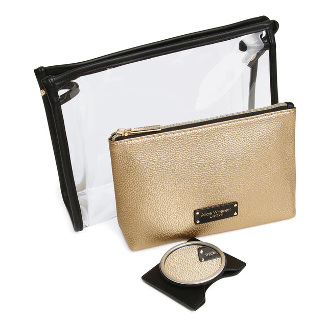 Alice Wheeler 3 Piece Beauty/Makeup Gift Set - Gold Black