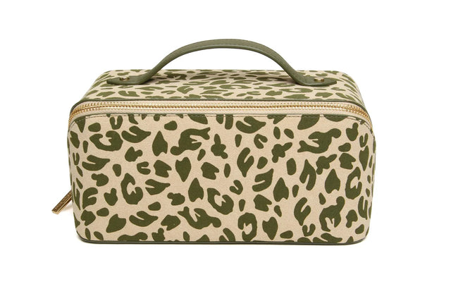 Alice Wheeler Train Case - Olive Leopard