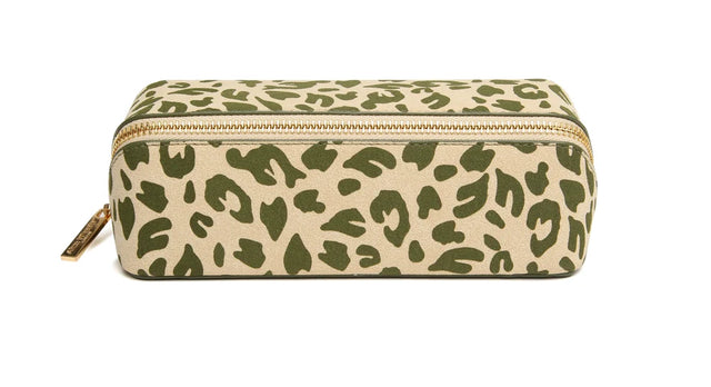 Alice Wheeler Small Train Case - Olive Leopard