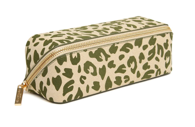 Alice Wheeler Small Train Case - Olive Leopard