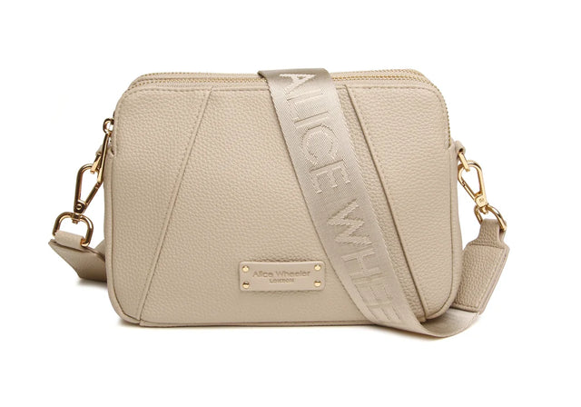 Alice Wheeler Kensington Crossbody Bag Double Zip - Stone