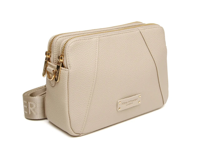 Alice Wheeler Kensington Crossbody Bag Double Zip - Stone