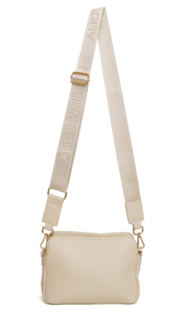 Alice Wheeler Kensington Crossbody Bag Double Zip - Stone