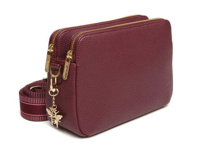 Alice Wheeler Crossbody Bag Dual Double Zip - Berry