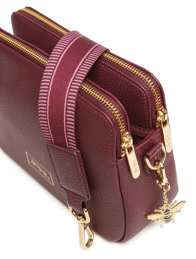 Alice Wheeler Crossbody Bag Dual Double Zip - Berry