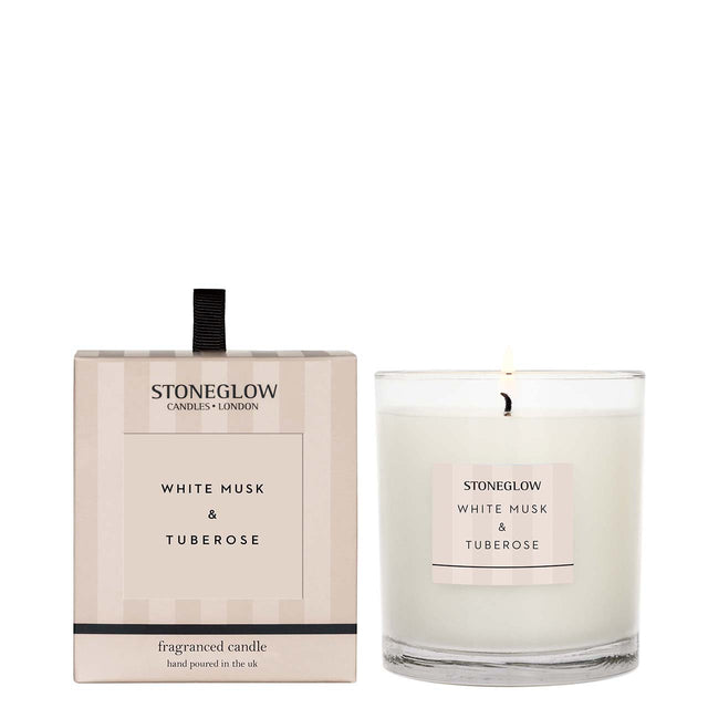 Stoneglow - White Musk & Tuberose Glass Candle