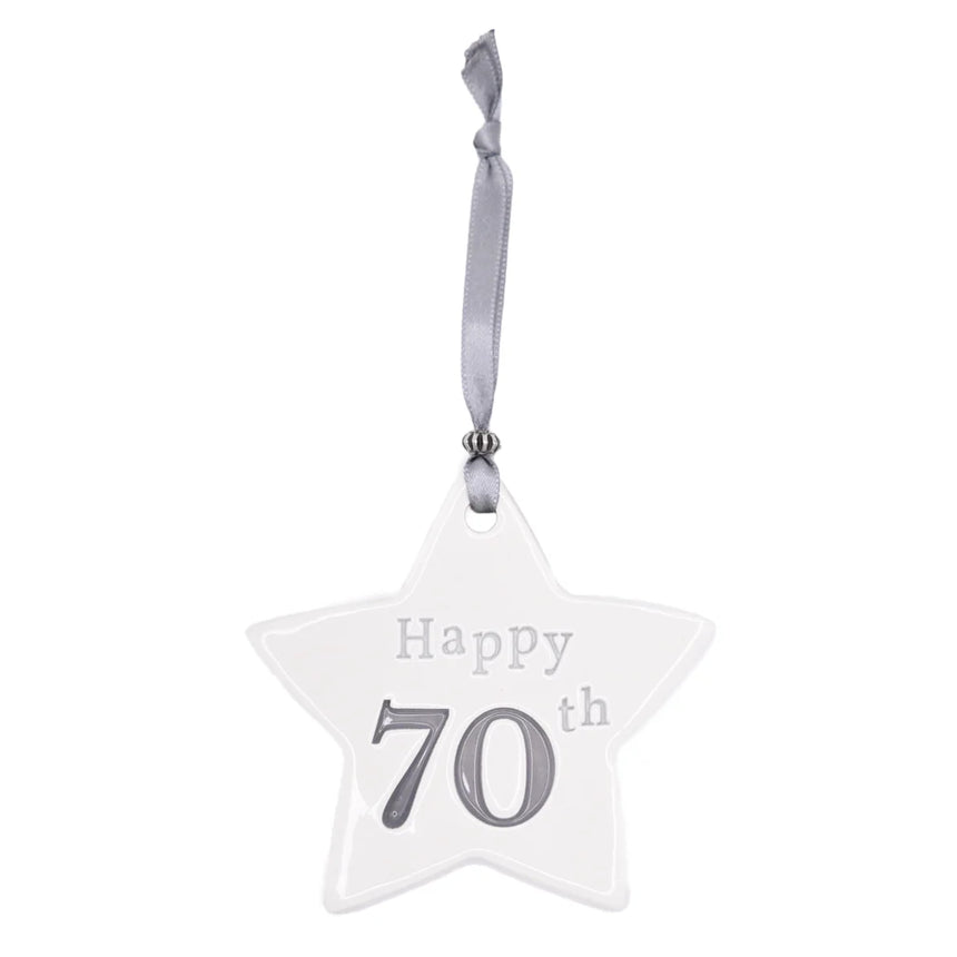 70th Birthday Ceramic Star - Grey