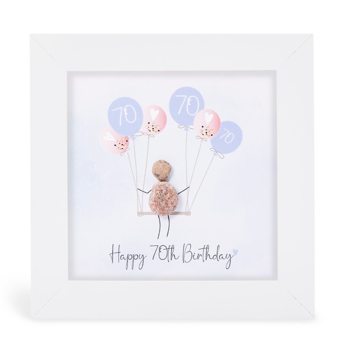 Mini Pebble Picture - 70th Birthday Balloons