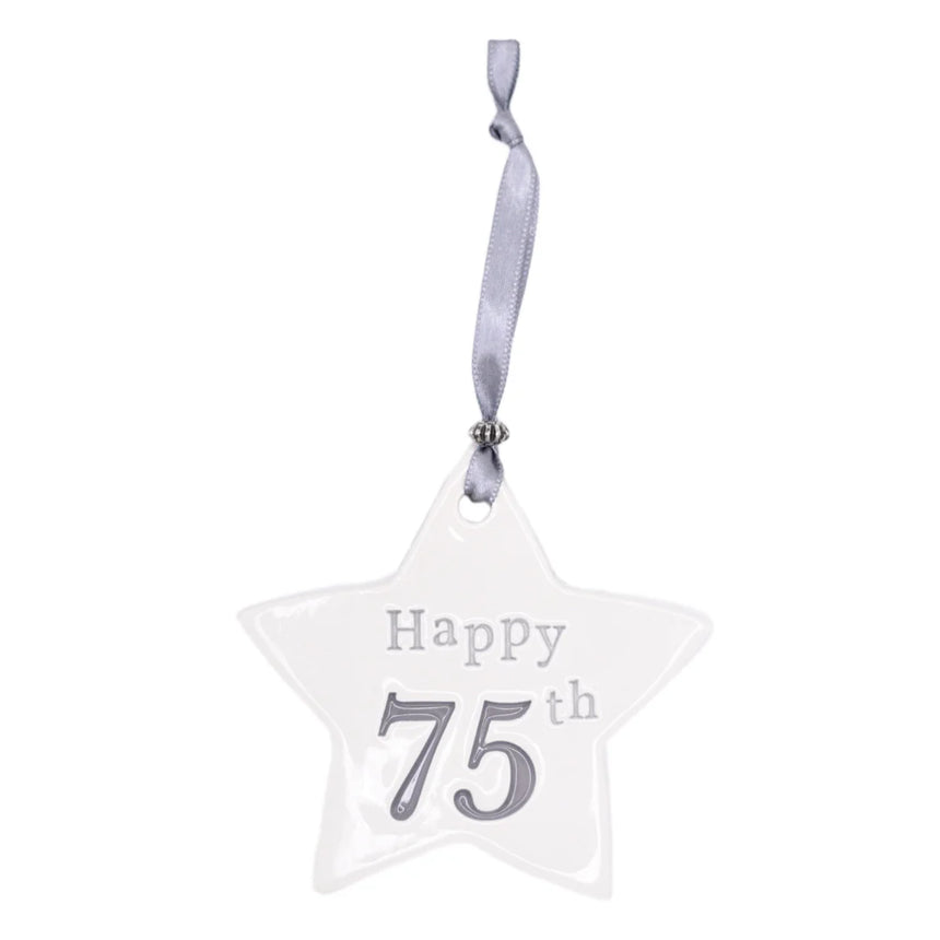 75th Birthday Ceramic Star - Grey