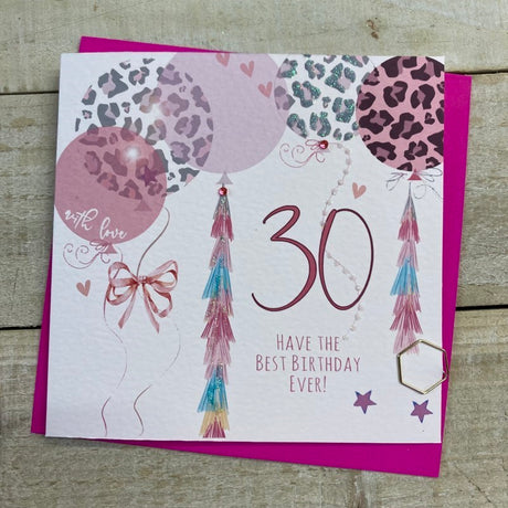 White Cotton Female 30th Birthday Card