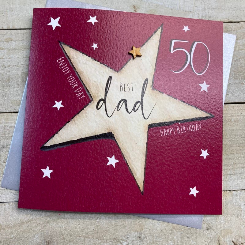 White Cotton Dad 50th Birthday Card