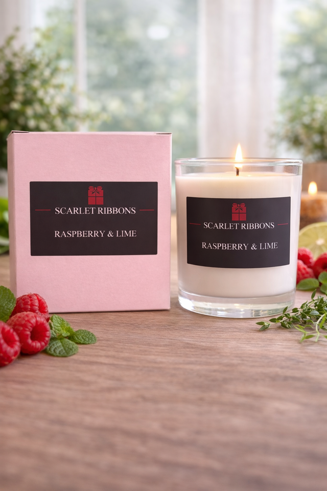 Scarlet Ribbons 30cl Glass Candle - Raspberry & Lime