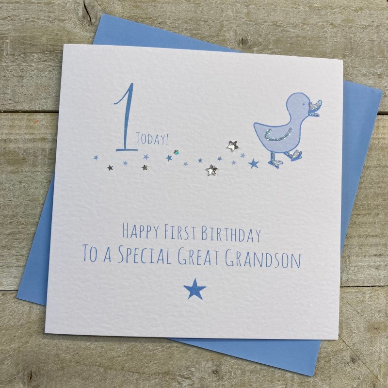 Great Grandson One Today Duck Birthday Card – Scarlet Ribbons