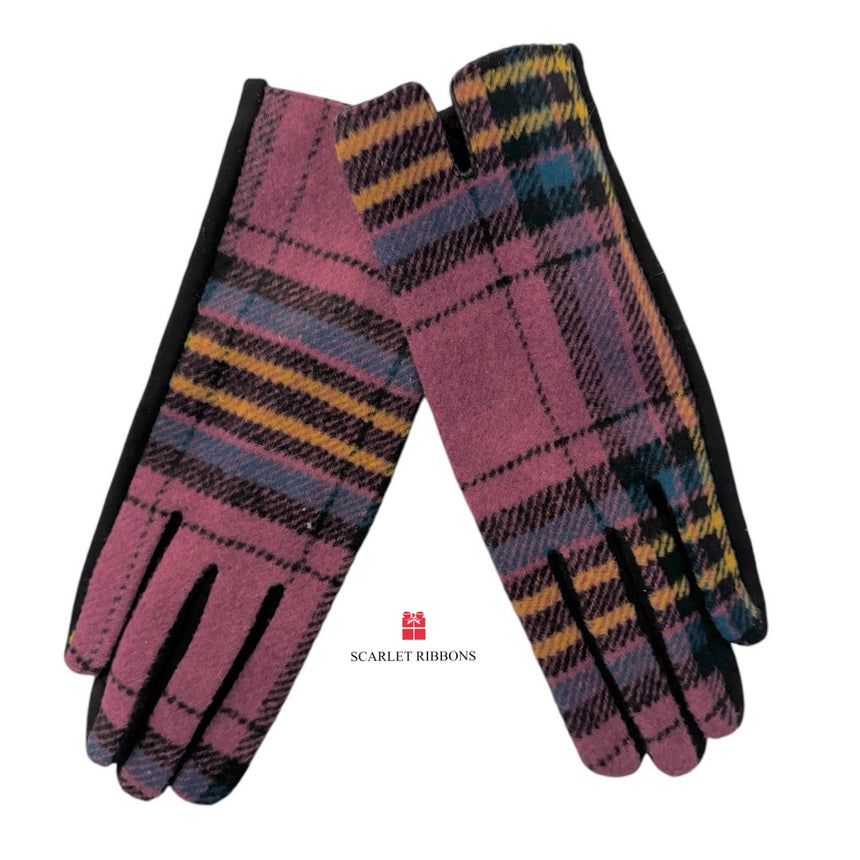 Pink Check Gloves