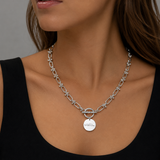 Miss Dee Silver T Bar Disc Necklace