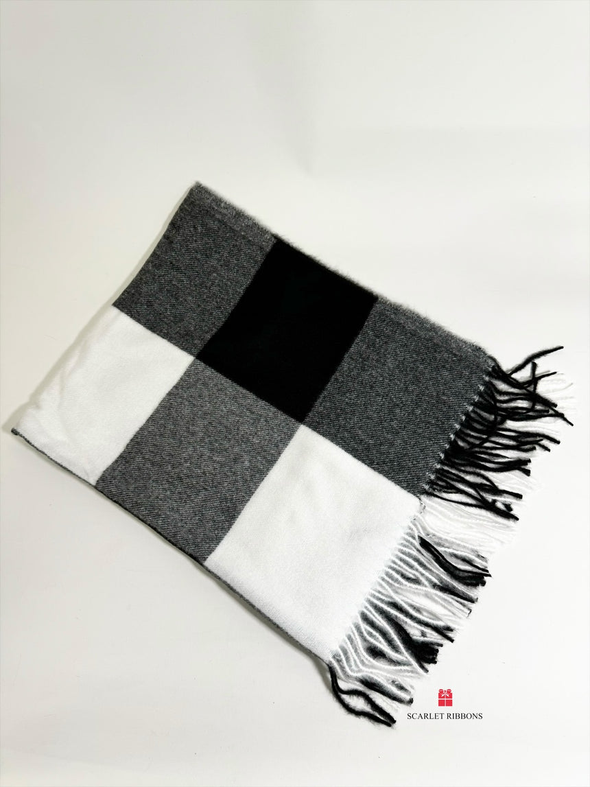 Checked Scarf Black and White