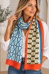 Aztec multi coloured silky scarf