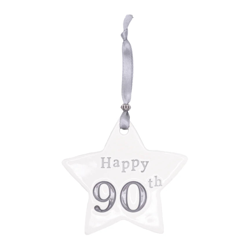 90th Birthday Star Plaque - Grey