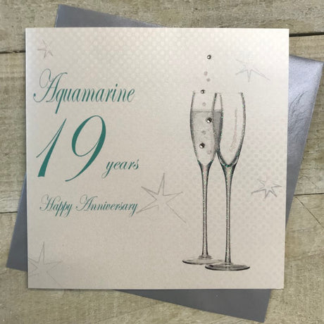 White Cotton 19th Anniversary Card