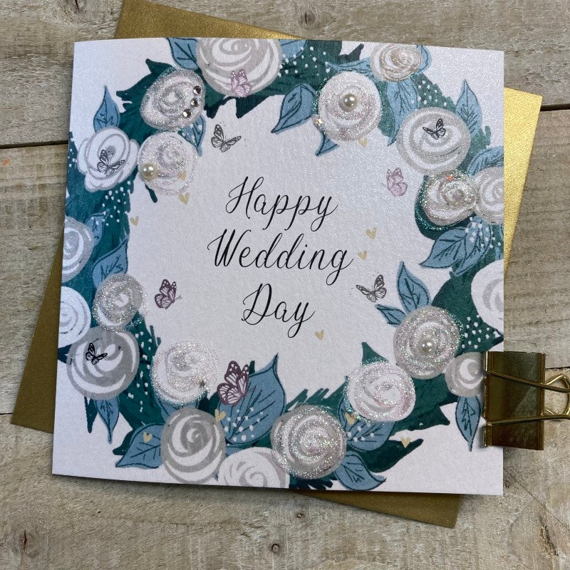 White Cotton Wedding Card