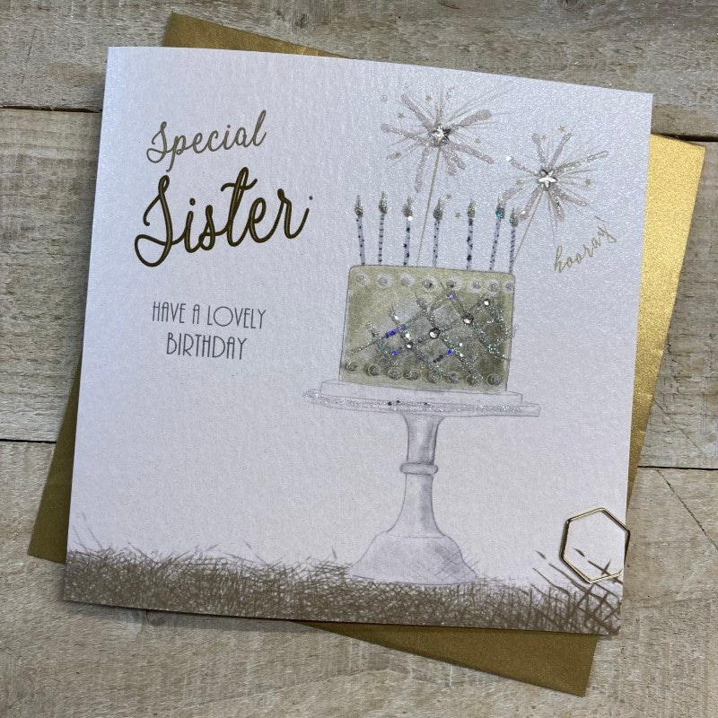 White Cotton Sister Birthday Card