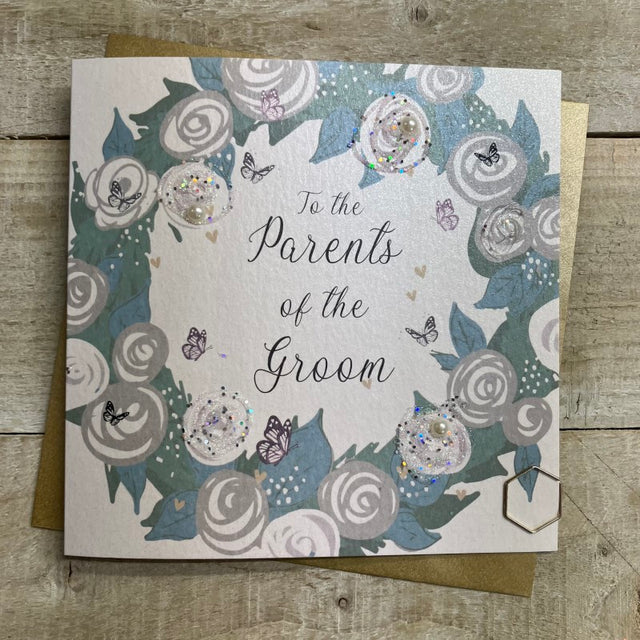 White Cotton Parents of the Groom Card