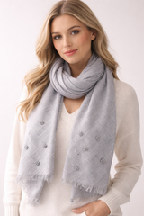 Pearl Detail Scarf - Grey