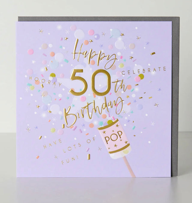 50th Birthday Card - Party Popper