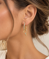 Miss Dee CZ Hoops with Hanging Heart  - Gold