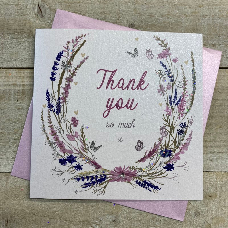 White Cotton Thank You Card