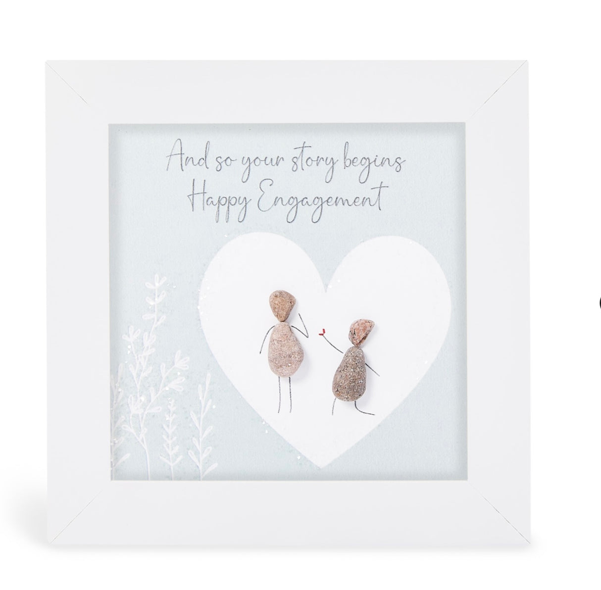 Mini Glitter Pebble Picture - Happy Engagement