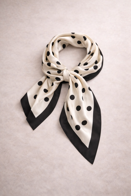 Apricot Polka Dot Silky Square Scarf