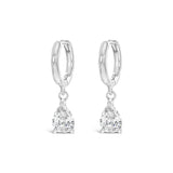 Earrings - Silver Hoop Crystal Drop