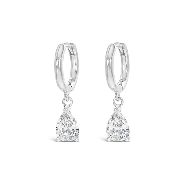 Earrings - Silver Hoop Crystal Drop