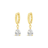 Earrings - Gold Hoop Crystal Pear Drop