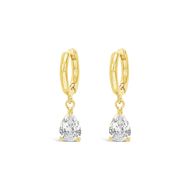 Earrings - Gold Hoop Crystal Pear Drop