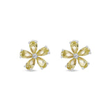 Earrings - Silver Yellow Crystal Flower