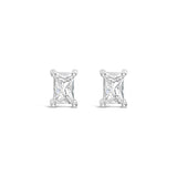 Earrings - Silver Square Crystal