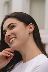 Earrings - Small Gold Blue Flower Drop