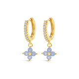 Earrings - Small Gold Blue Flower Drop