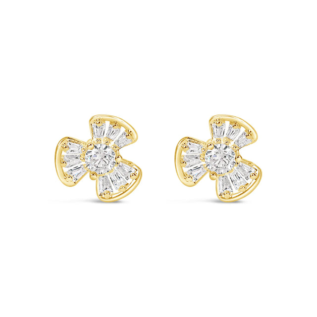 Earrings - Small Gold Crystal Clover