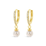 Earrings - Gold Hoop Pearl Drop