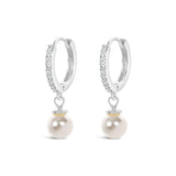 Earrings - Silver Hoop Pearl Drop